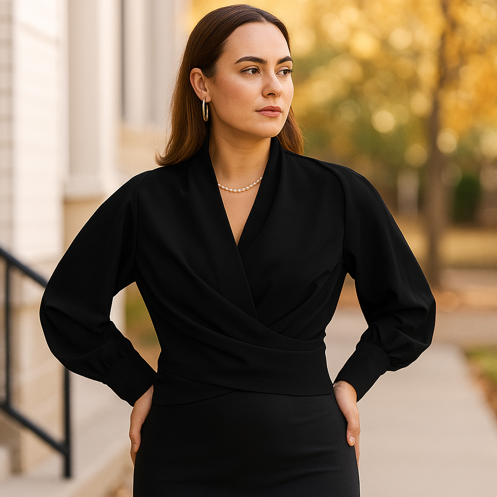 Schicke Bluse mit Puffärmeln und V-Ausschnitt für mühelose Eleganz