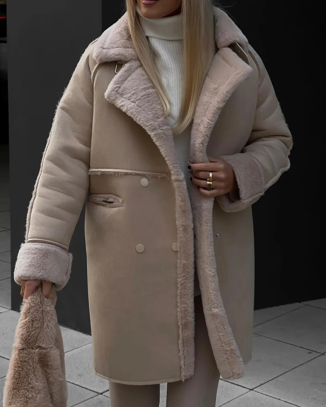 Frank™ - Kuscheliger Mantel mit Shearling-Futter in Übergröße