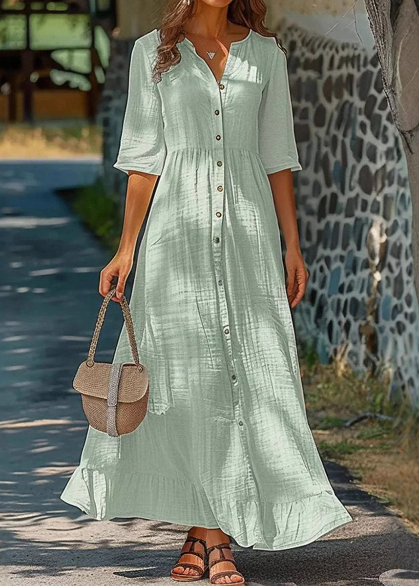 Solides Baumwoll-Kurzarmpolohemdkleid mit Knöpfen