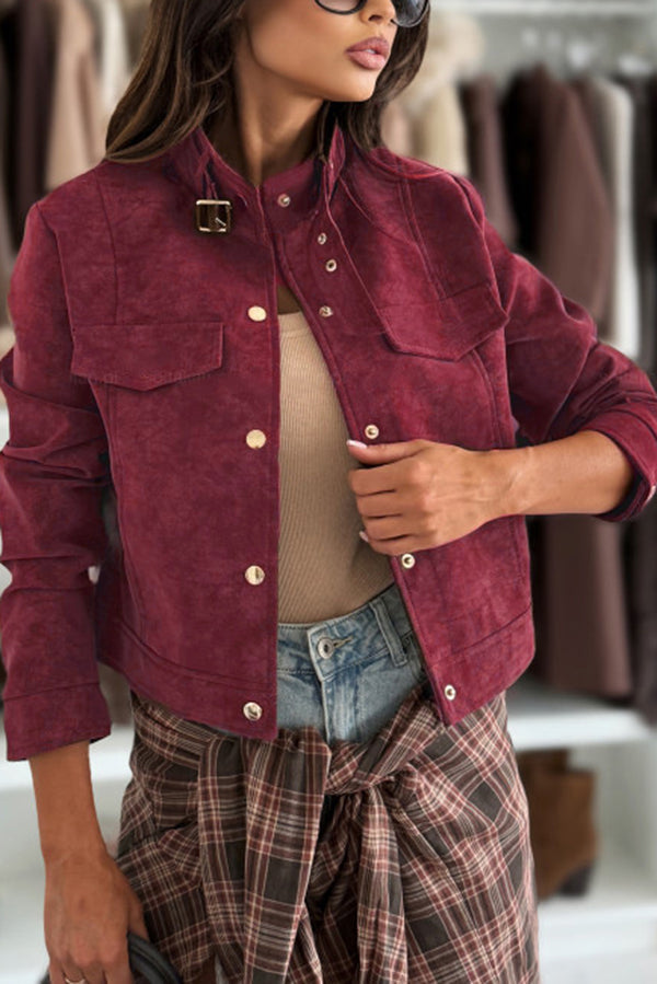 Schicke Langarm-Casual-Jacke mit Knöpfen