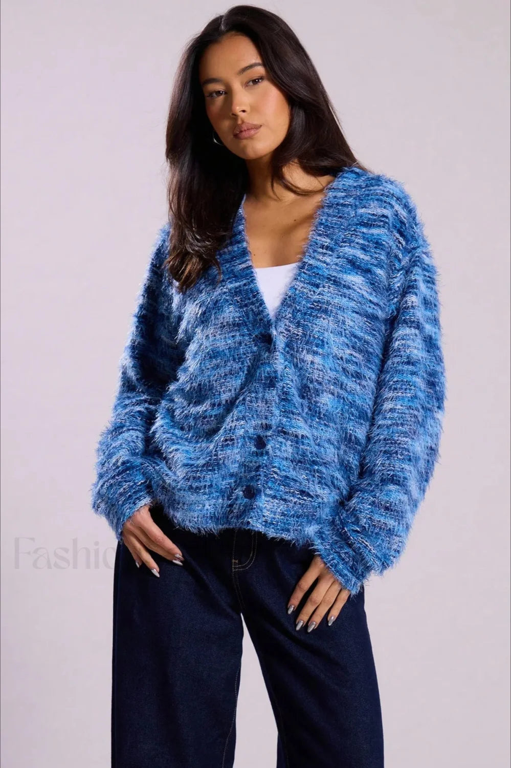 Gemütliche Vintage-gestreifte V-Ausschnitt-Strickjacke