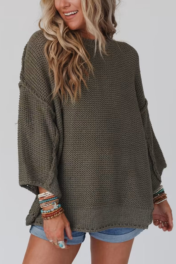 Gemütlicher Strickpullover mit Rundhalsausschnitt für täglichen Komfort