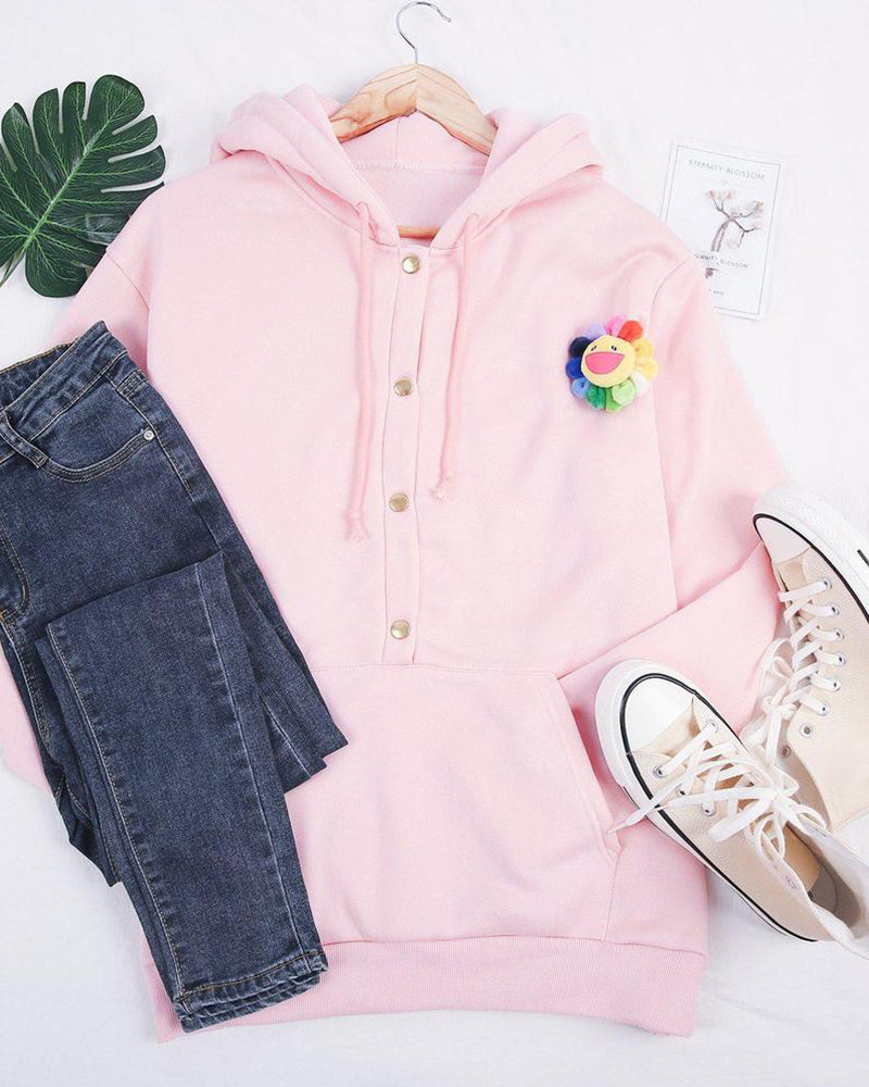 Gemütlicher rosa Kapuzenpullover mit Kängurutaschen für Damen
