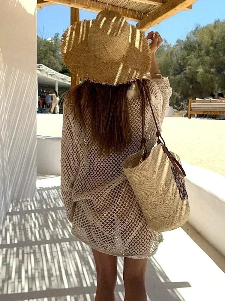 Anika | Summer Hollow-Out Long Sleeve Swimsuit Cover-Up