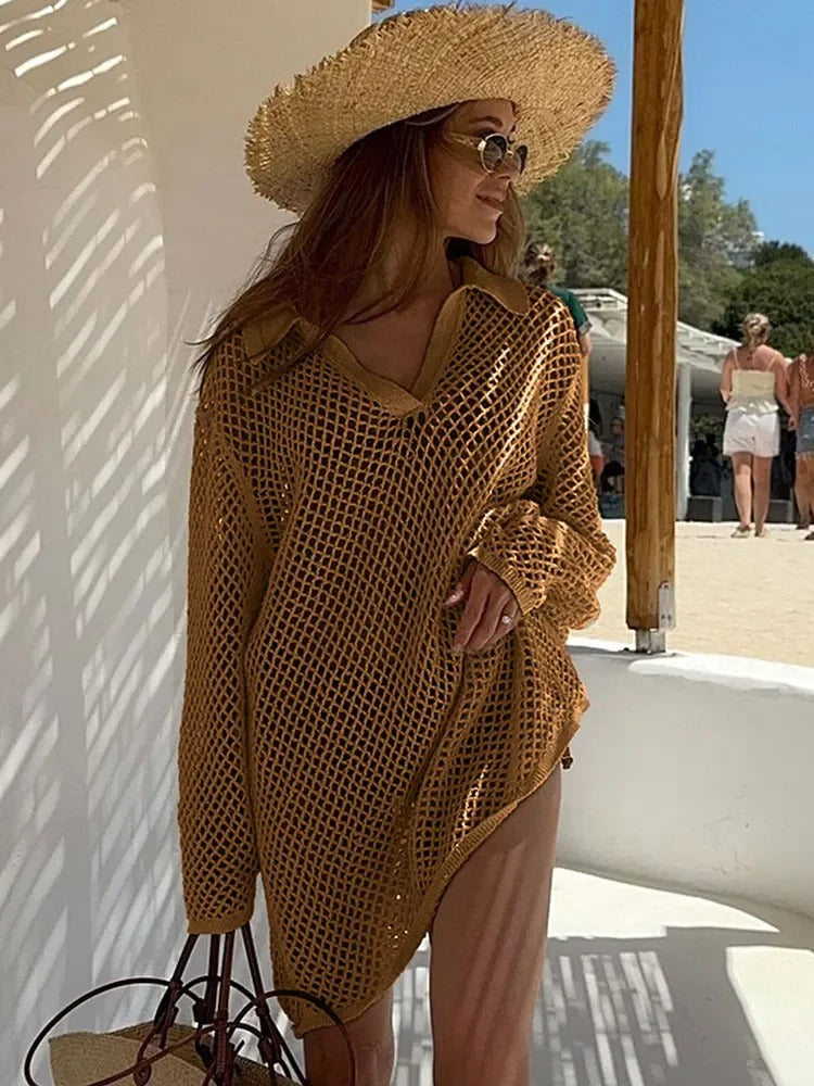 Anika | Summer Hollow-Out Long Sleeve Swimsuit Cover-Up