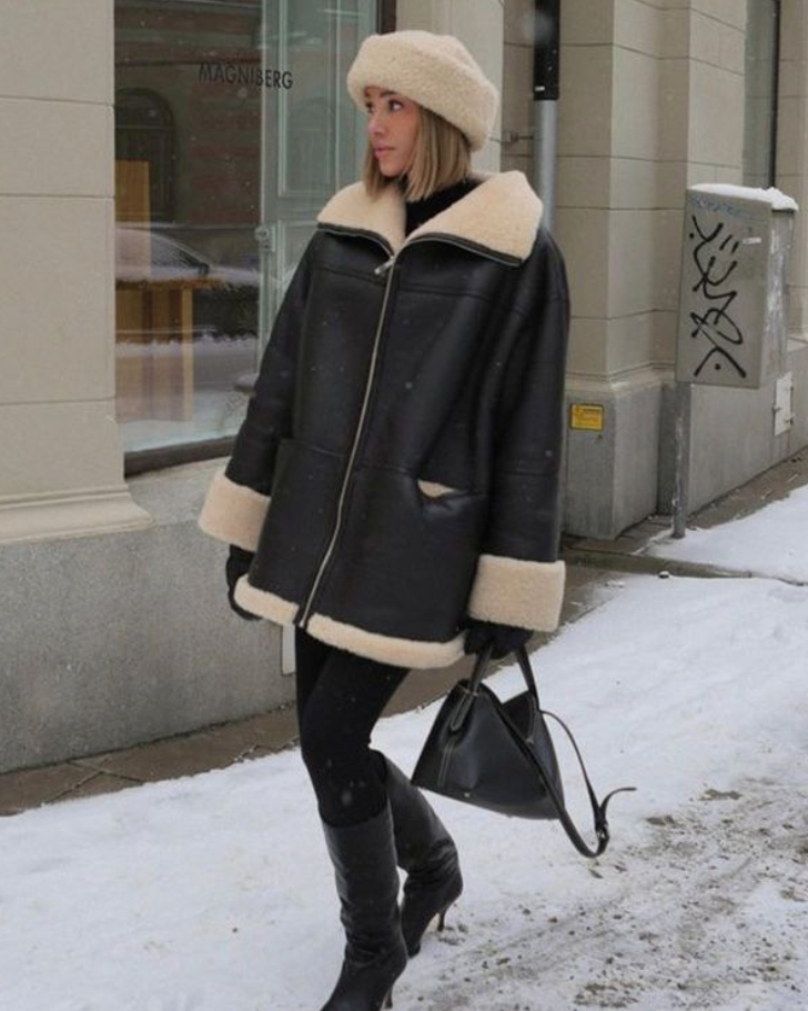 Viktoria™ | Lederjacke mit Teddyfutter für Damen