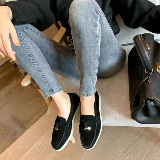 Damenleder-Loafer mit schickem Schnallendetail
