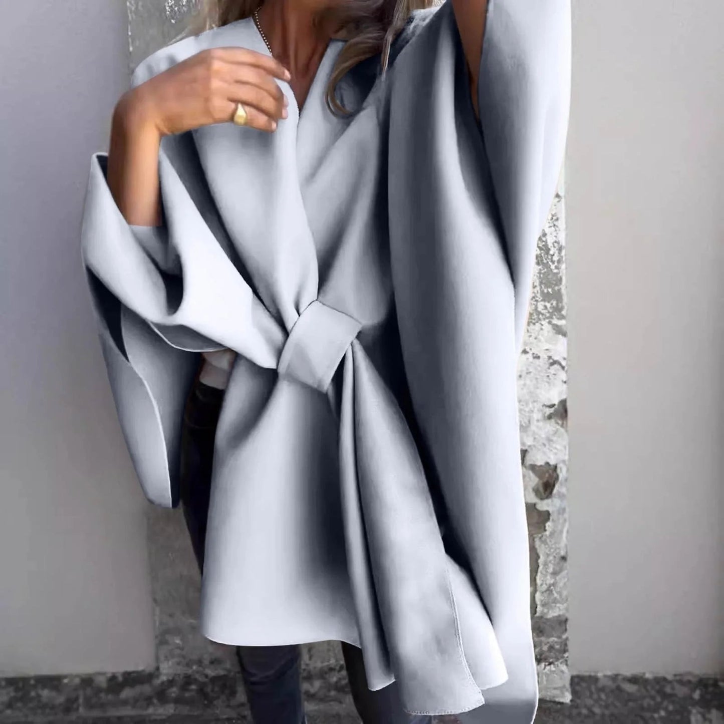 Gemütlicher Strick-Longcardigan mit Fledermausärmeln