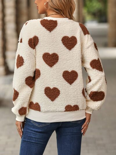 Gemütlicher Strickpullover mit Herzmuster für lässigen Komfort