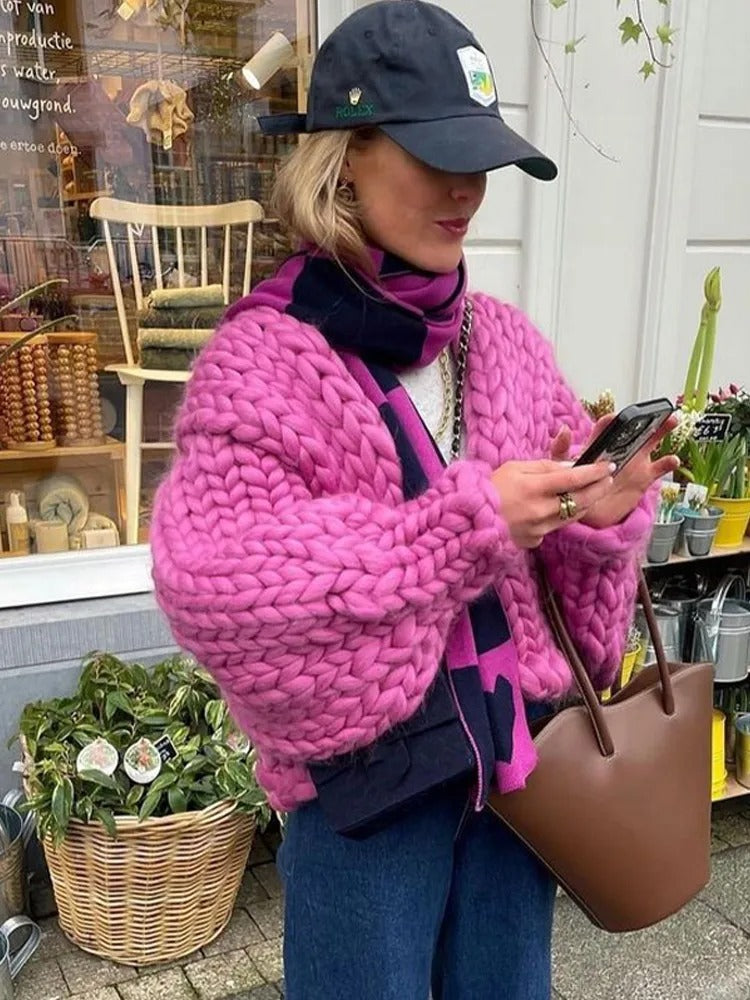 Gemütlicher Strick-Cardigan in Uni, leger