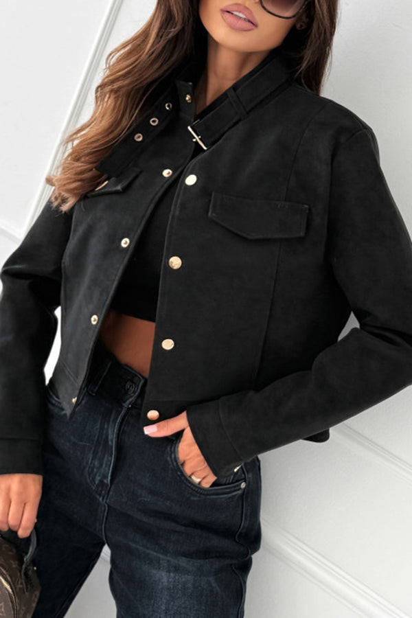 Schicke Langarm-Casual-Jacke mit Knöpfen