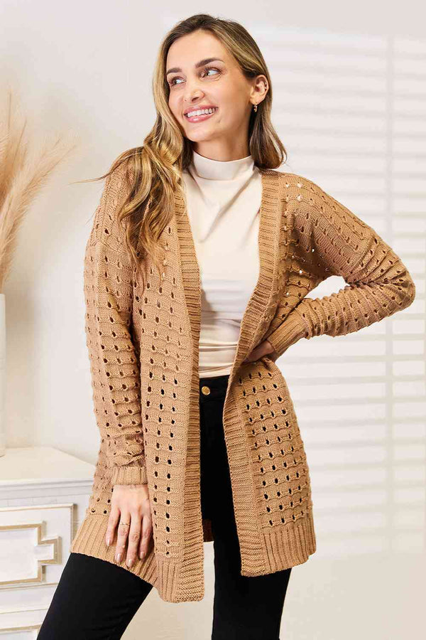 Linda™ - Horizontal gerippte Strickjacke mit offener Vorderseite