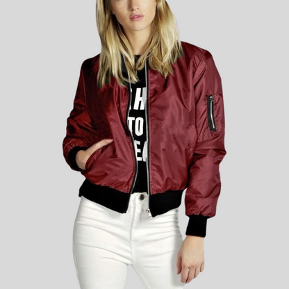 Schicke Damen Bomberjacke mit Rundhalsausschnitt