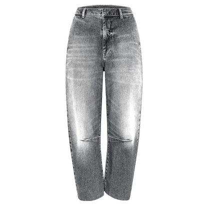 Lässige Jeansjacke mit Gürtel, Stehkragen und langen Ärmeln