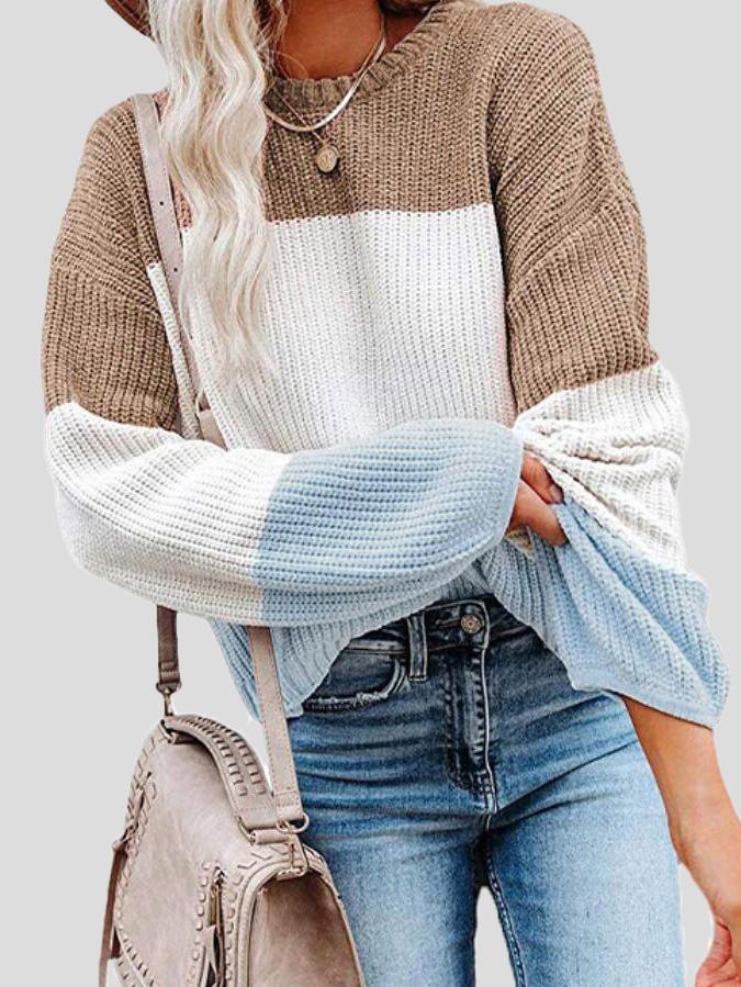 Gemütlicher Strickpullover mit Farbblock für lässigen Herbststil