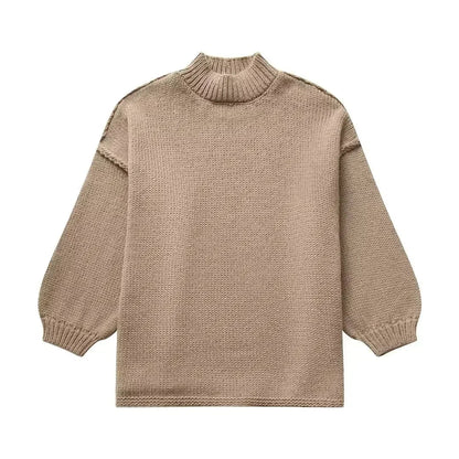 Gemütlicher Strickrollkragenpullover mit voluminösen Statement-Ärmeln