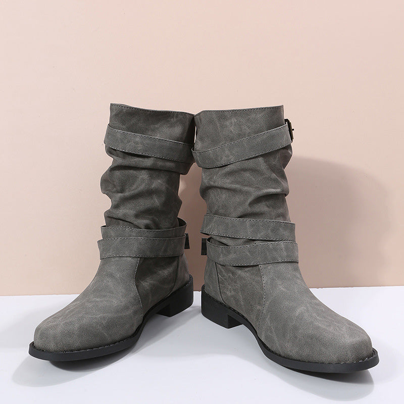 Schicke Leder-Stiefel mit Schnallendetail