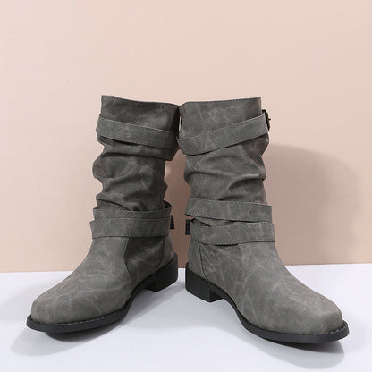 Schicke Leder-Stiefel mit Schnallendetail
