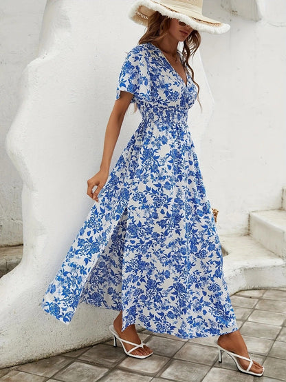 Bertha | Elegantes Maxikleid mit floralem Muster