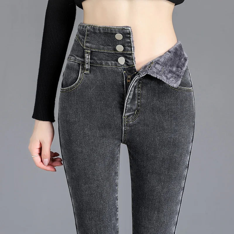 Adolf™ – Stylische High-Waist-Jeans mit Fleecefutter