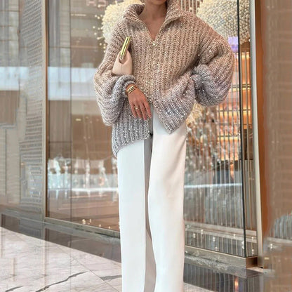 Glitzernder Strickcardigan mit Pailletten