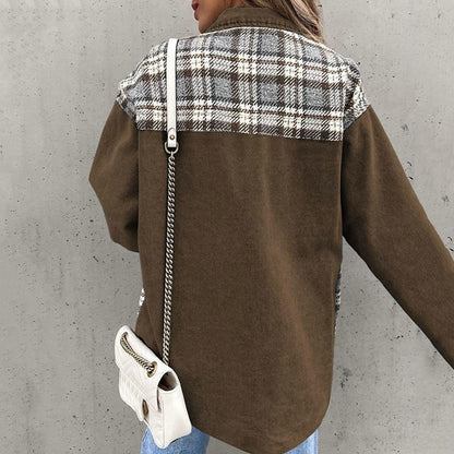 Schicke Kariert Jacke mit klassischem Kragen für Damen