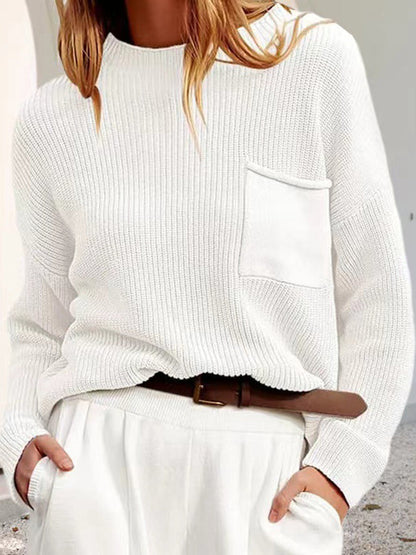 Gemütlicher, lässiger Strickpullover mit Taschen
