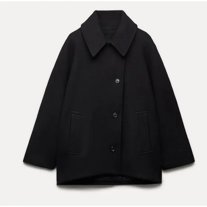 Übergrößen Jacke mit umklappbarem Kragen und Seitentaschen