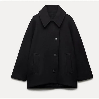 Übergrößen Jacke mit umklappbarem Kragen und Seitentaschen