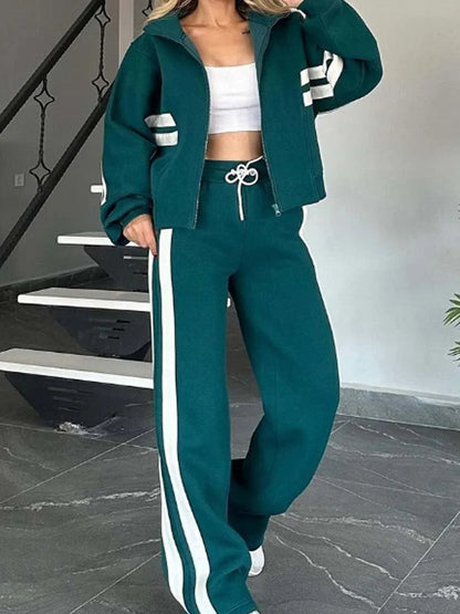 Gemütliches lässiges 2-teiliges Set mit Reißverschluss-Sweatshirt und Hose