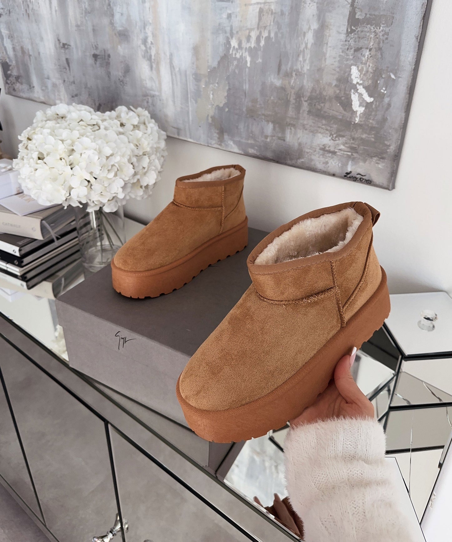 Braune Lederplattform-Stiefeletten für stylischen Alltag