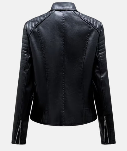 Schicke Damen Kunstleder-Bikerjacke