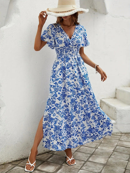 Bertha | Elegantes Maxikleid mit floralem Muster
