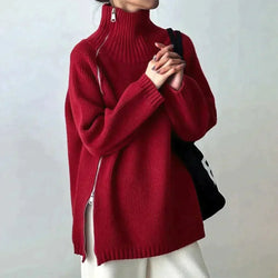 Scarlet™ | Roter Pullover mit hohem Halsausschnitt