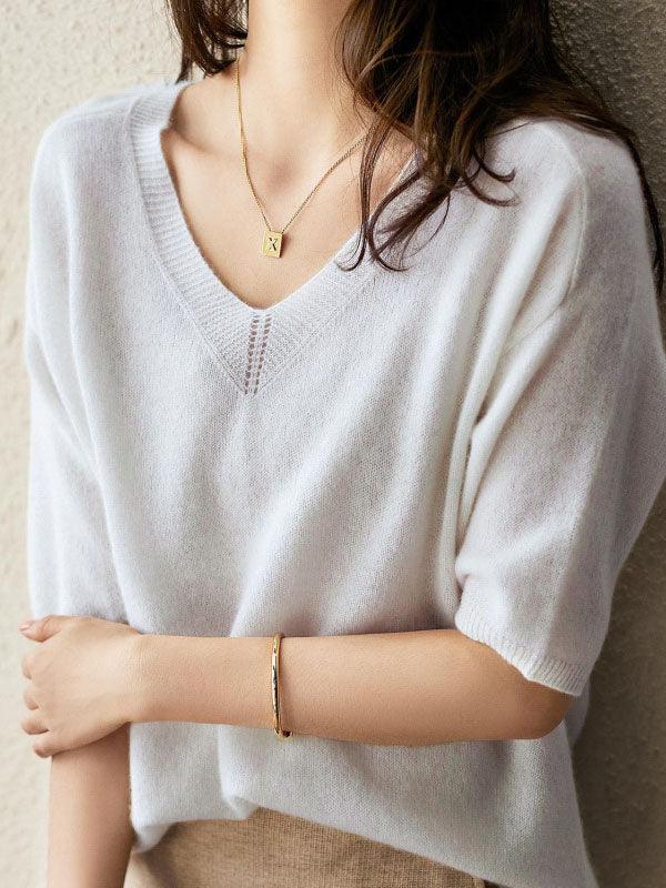 Luxuriöser weicher Kaschmirpullover mit V-Ausschnitt für Damen