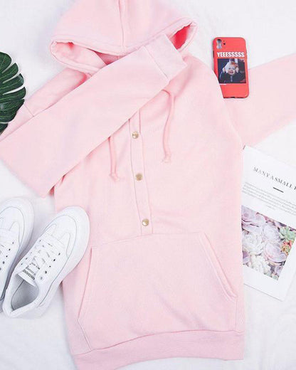 Gemütlicher rosa Kapuzenpullover mit Kängurutaschen für Damen