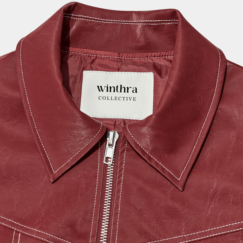 Winthra™ - Übergroße Jacke mit Kontrastnähten Rot [Letzter Tag Rabatt]