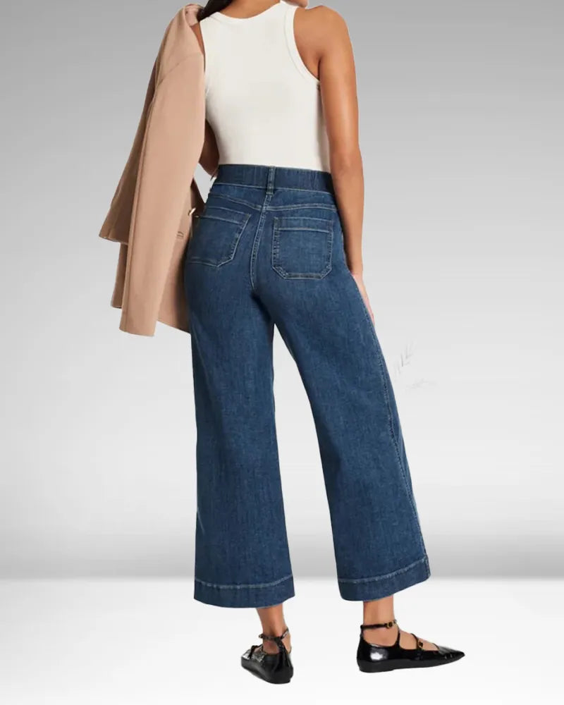 High-Waist Jeans mit weitem Bein aus Denim
