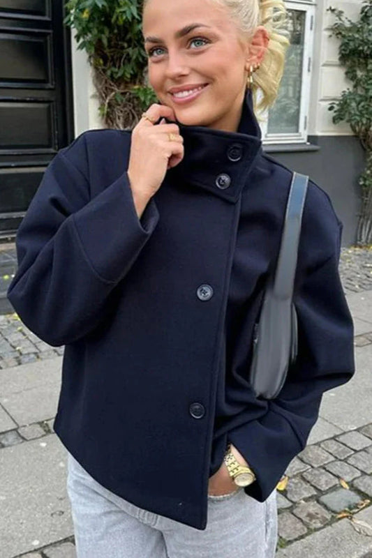 Gemütlicher Wollmantel mit Reverskragen für lässigen Chic