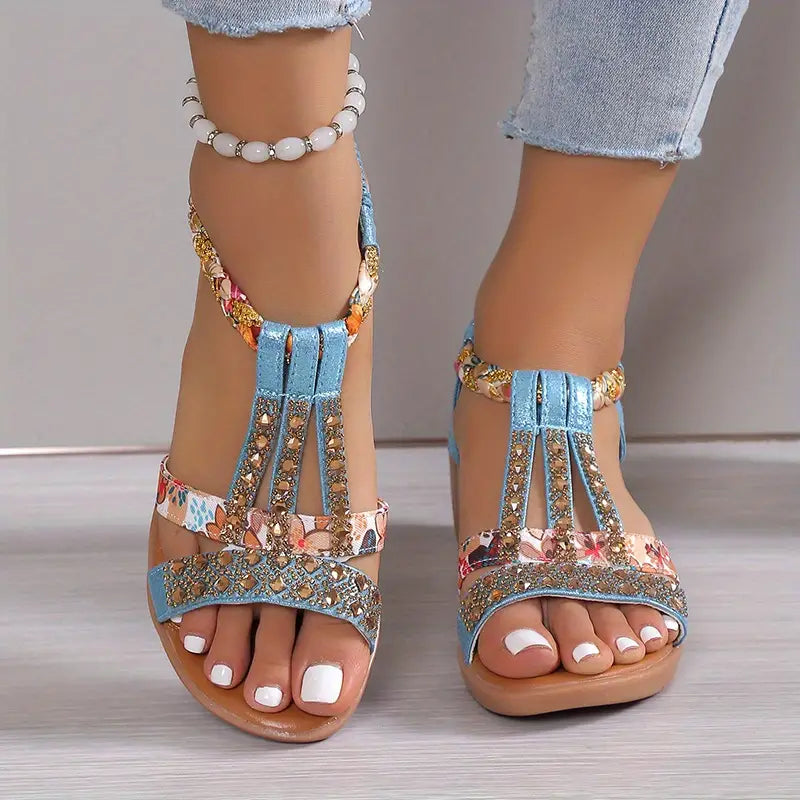 Inka™ - Boho Glam Strass geflochtene Keilsandalen [Letzter Tag Raabtt]