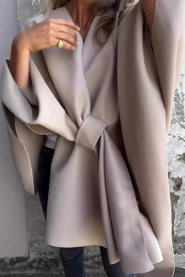 Gemütlicher loser V-Ausschnitt Schal Cape Jacke