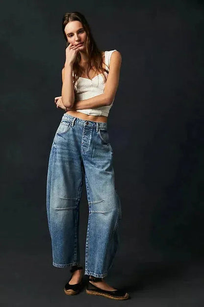 Weit geschnittene lässige Damen-Winterjeans