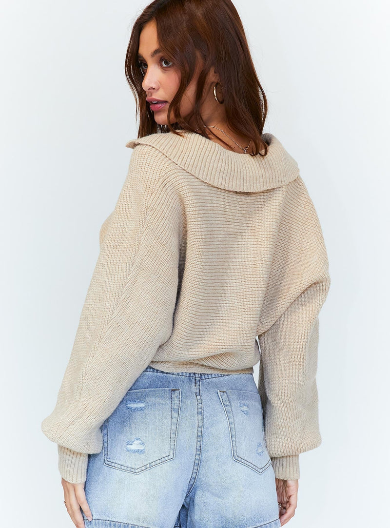 Rhaylyn™ - Gekürzter Pullover Beige