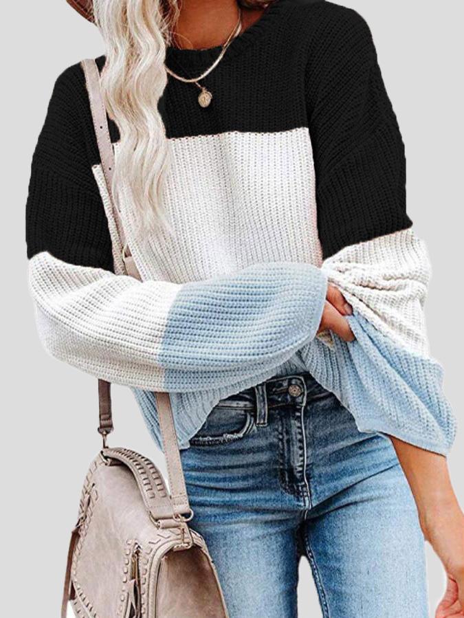 Gemütlicher Strickpullover mit Farbblock für lässigen Herbststil