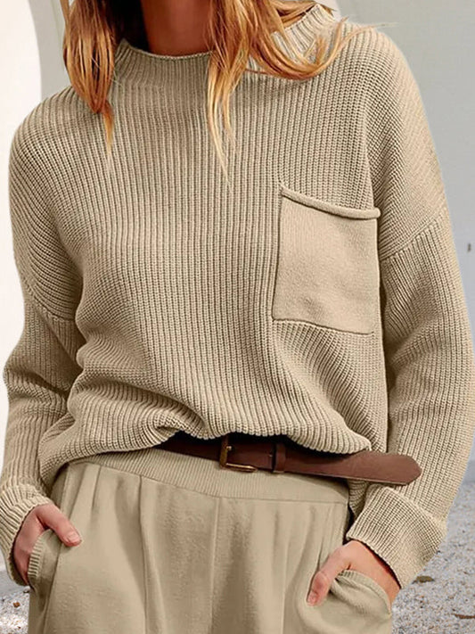 Gemütlicher, lässiger Strickpullover mit Taschen