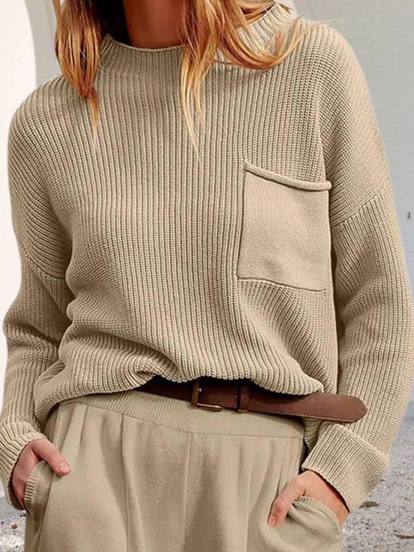 Gemütlicher, lässiger Strickpullover mit Taschen