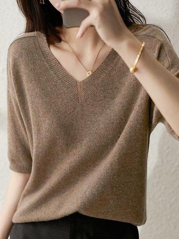 Luxuriöser weicher Kaschmirpullover mit V-Ausschnitt für Damen