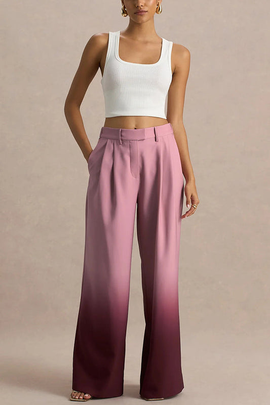 Ombre-Print Weite Hose mit Elastischem Bund und Taschen