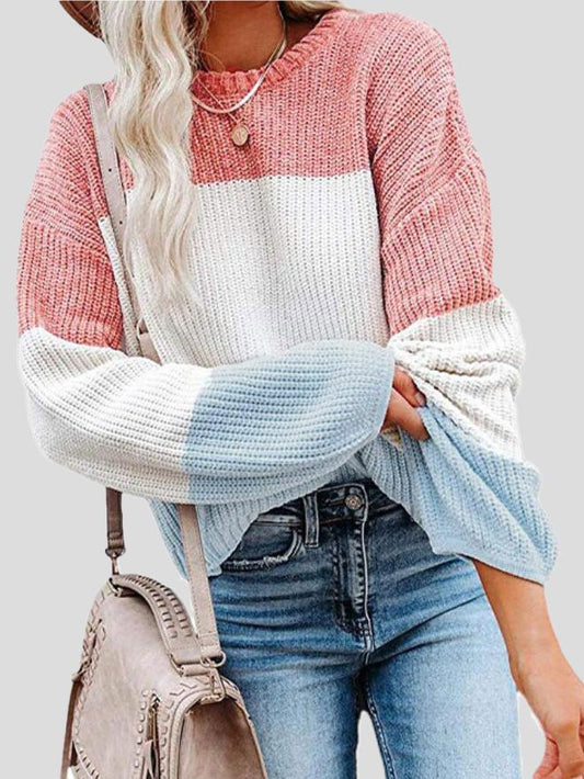Gemütlicher Strickpullover mit Farbblock für lässigen Herbststil