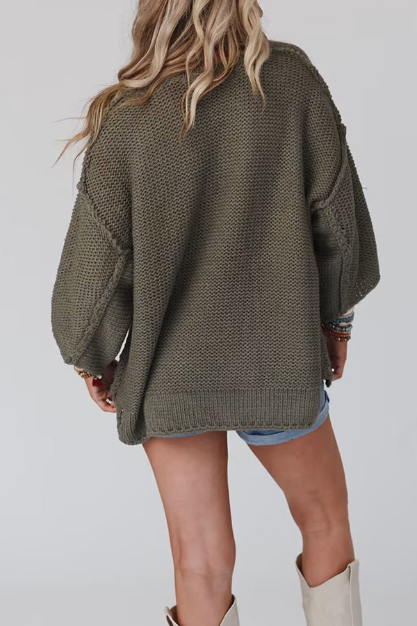 Gemütlicher Strickpullover mit Rundhalsausschnitt für täglichen Komfort